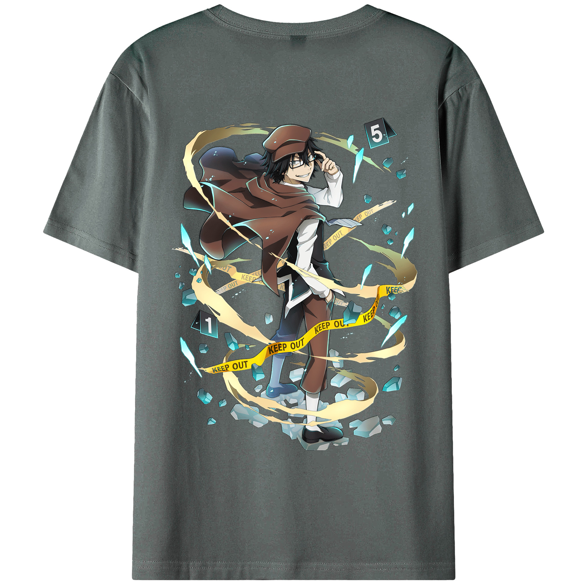 （画像用） 文豪ストレイドッグス Bungo Stray Dogs 綿100％ メンズ半袖Tシャツ（バックプリント） 通気性